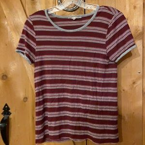 Pink Republic S Burgundy and Grey Striped Tshirt
